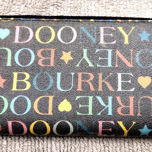 Dooney & Bourke Signature Rainbow Multicolor Zip Card Wallet - EUC - Picture 1 of 10